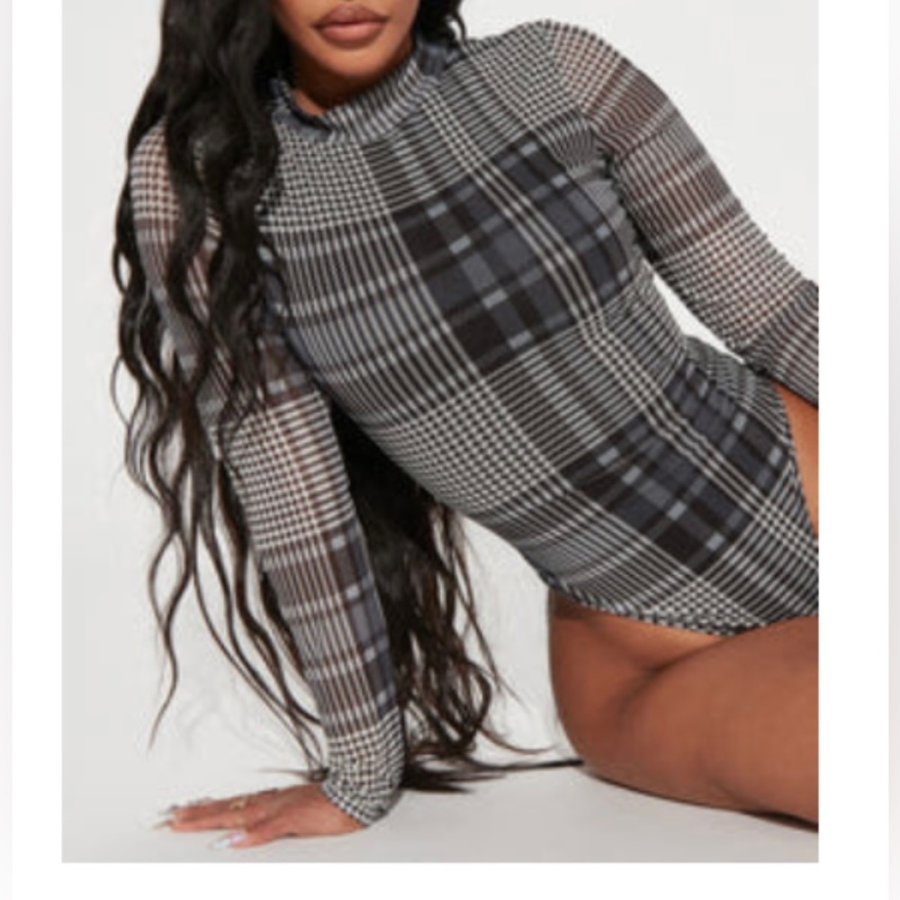 Houndstooth Printed Bodysuit